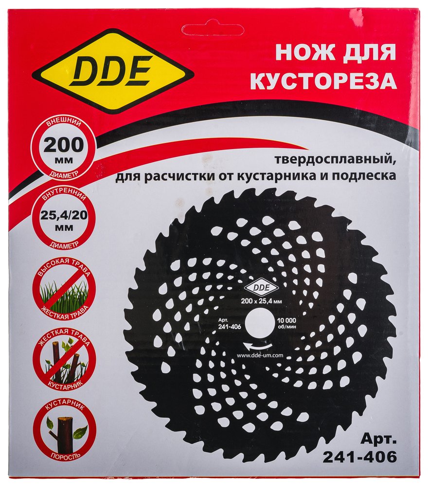 Диск WOOD CUT (200х25.4/20 мм, 40 зубьев) для кусторезов DDE 241-406
