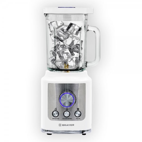 Настольный блендер BRAYER 1600 Вт, стеклянный, 1.8 л, 6 титановых ножей BR1200WH