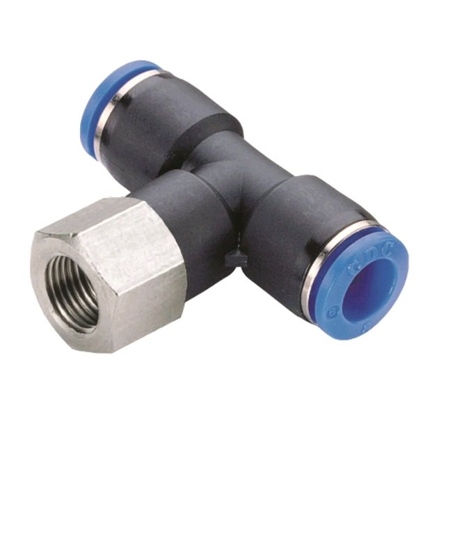 Фитинг цанговый тройник внутренняя резьба 1/4', диаметр 10 мм BlackWeld 5506bw
