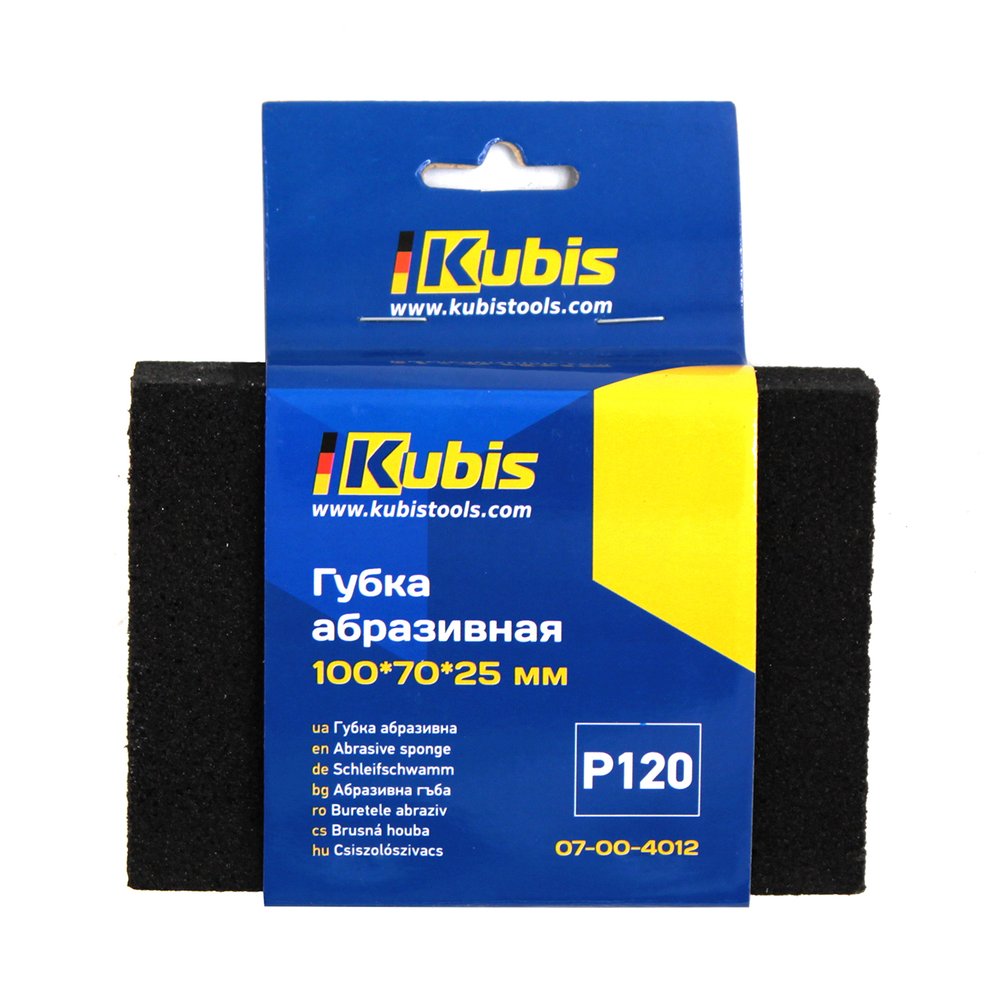 Губка абразивная Р120, 100х70х25 мм KUBIS 07-00-4012