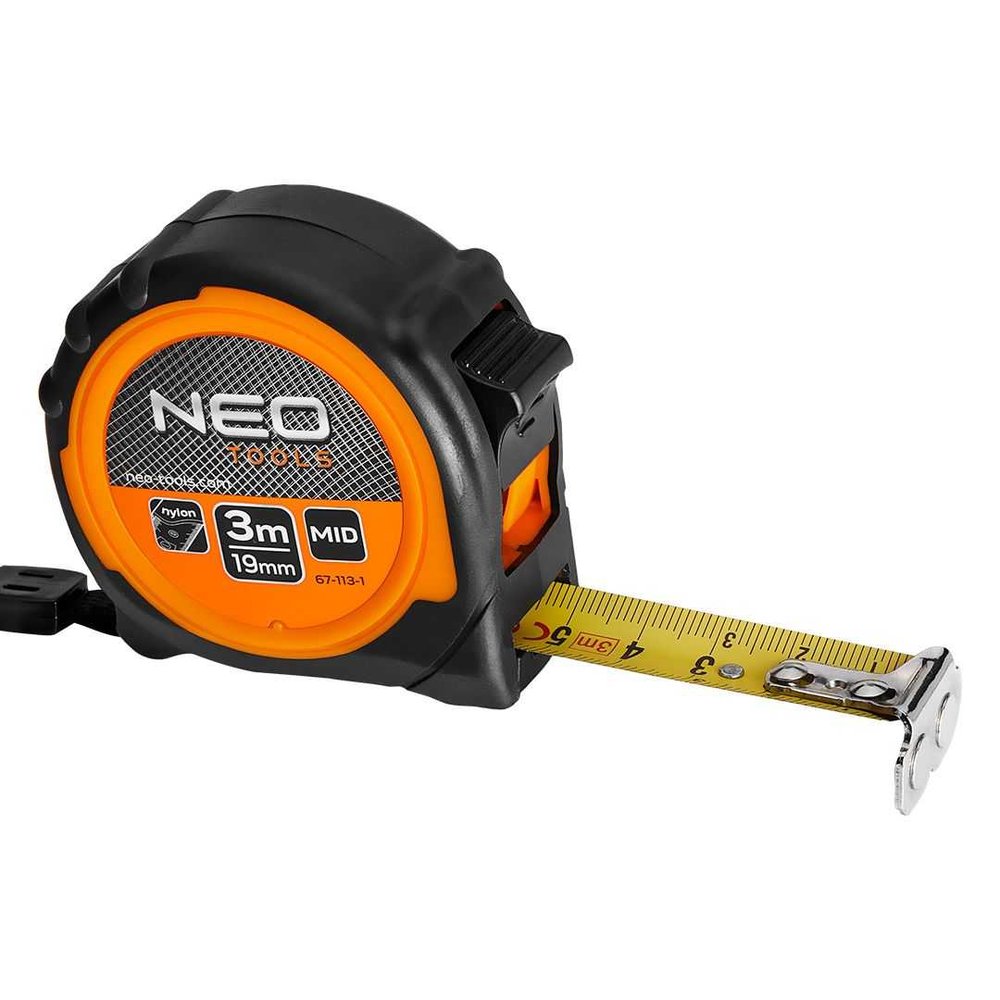 Рулонная стальная рулетка NEO TOOLS 3 м, 19 мм, магнит 67-113-1