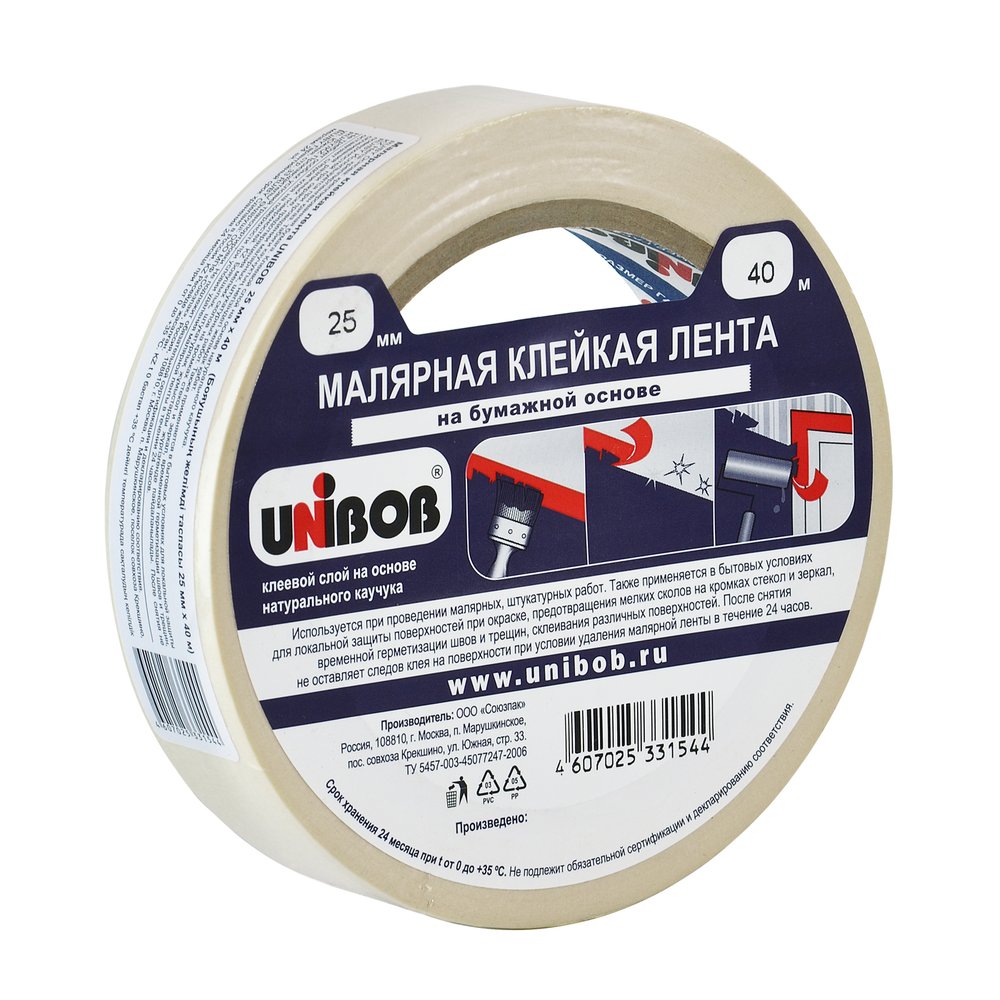 Малярная клейкая лента UNIBOB 25 мм х 40 м 214972