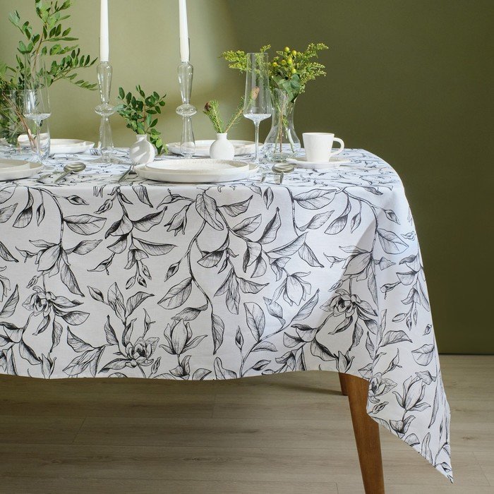 Скатерть Доляна Plant leaves 146x180 см, 100% хл, рогожка 164 г/м2 9322527