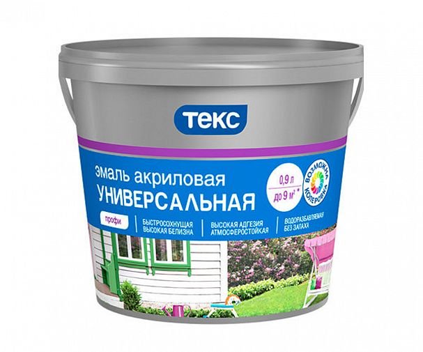 Универсальная акриловая эмаль Текс Профи матовая, база A, 0.9 кг 53965 700011000