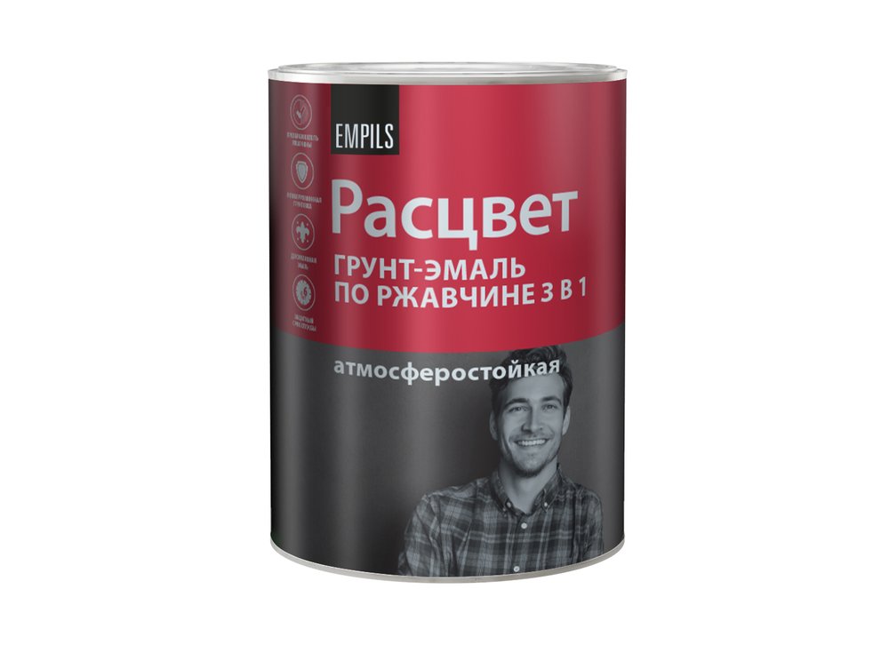 Грунт-эмаль по ржавчине Расцвет алкидная, белая, 0.9 кг 65172
