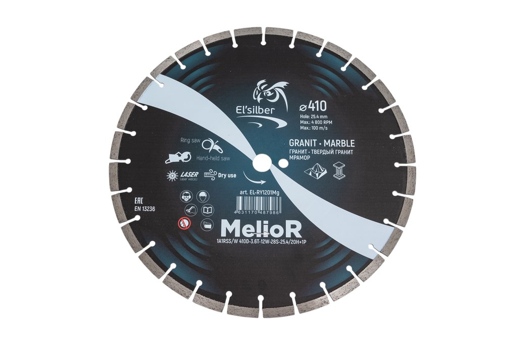 Диск алмазный 1A1RSS/W D410-3.6T-12W-24S-25.4/20H+1P 'MelioR' Elsilber EL-RY1201Mg