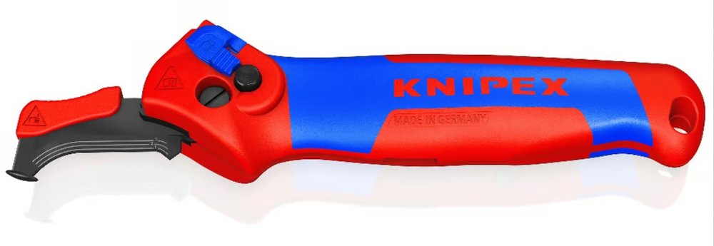 Нож для кабеля Knipex с 'пяткой', с трещоткой, 146 мм, 2К ручка KN-1650145SB