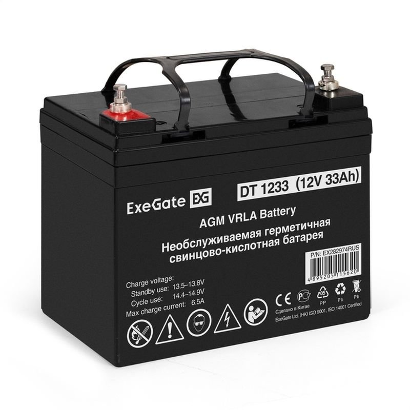 Аккумуляторная батарея DT 1233 12 V, 33 A*h, под болт М6 ExeGate 282974