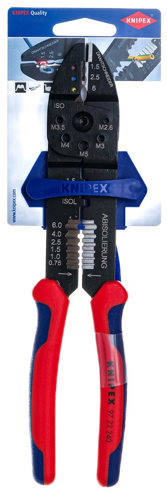 Пресс-клещи для резки и зачистки кабеля KNIPEX 3 гнезда KN-9722240SB