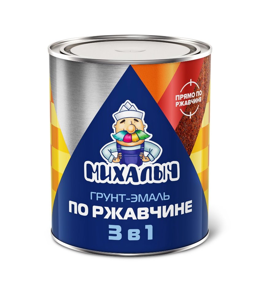 Грунт-эмаль по ржавчине 3 в 1 Михалыч красно-коричневая, 0.8 кг 1-936795