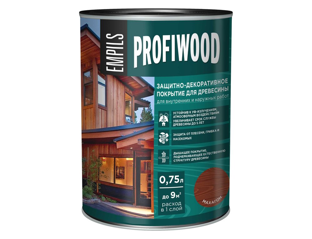 Защитно-декоративное покрытие для древесины PROFIWOOD (махагон, 0.75 л, 0.7 кг) 72626