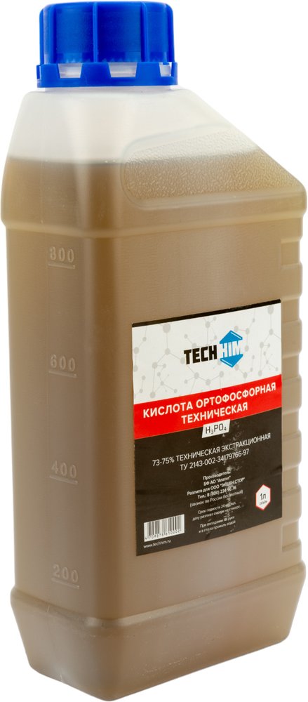 Кислота ортофосфорная техническая 1 л, 72-75%, класс А TECHHIM TH-KIOR-T-75-1000