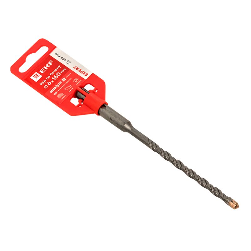 Бур по бетону Expert (6x160 мм, 4 резца, SDS-plus) EKF db-6-160-4x4