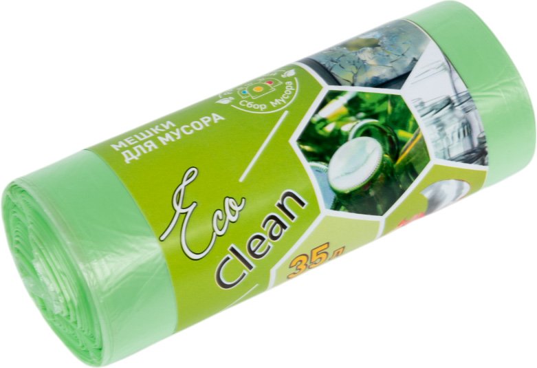 Мешки Ecoclean (35 л, 30 шт., ПНД , зеленый, 8 мкм, 48х58 см) Концепция Быта 3798