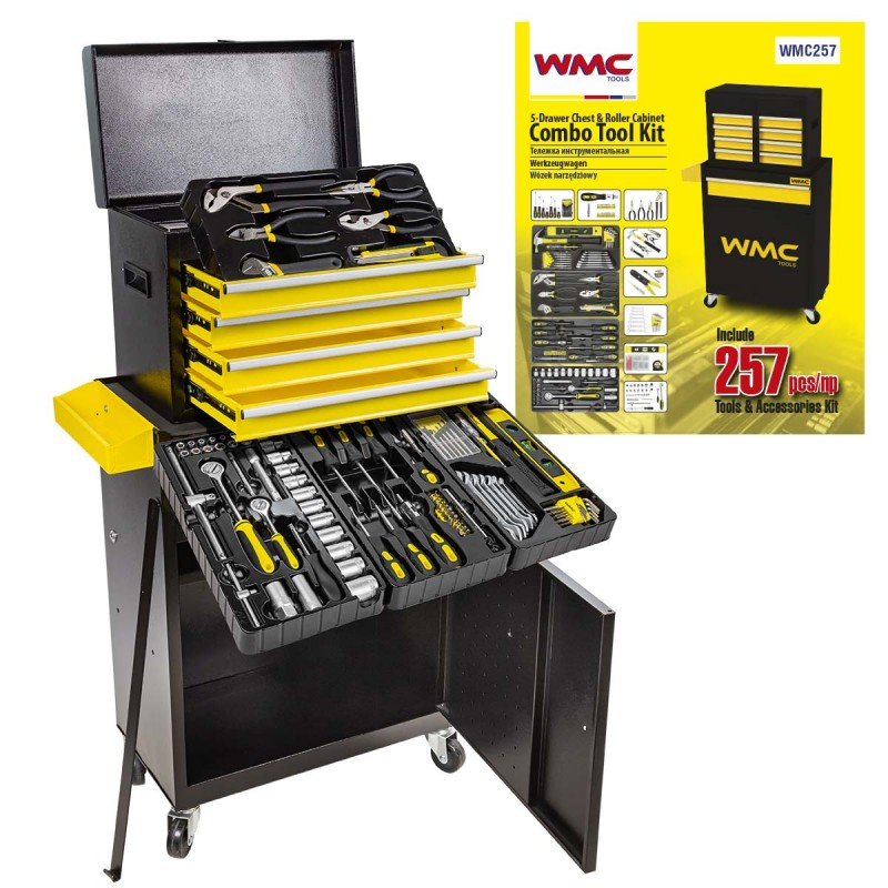 Инструментальная тележка WMC TOOLS с набором инструментов 257 предметов WMC-257(50600)