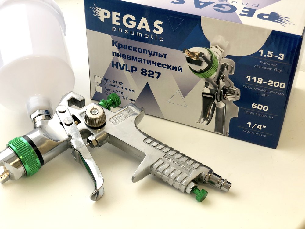 Краскопульт Pegas pneumatic HVLP827 сопло 1.7 мм 2713