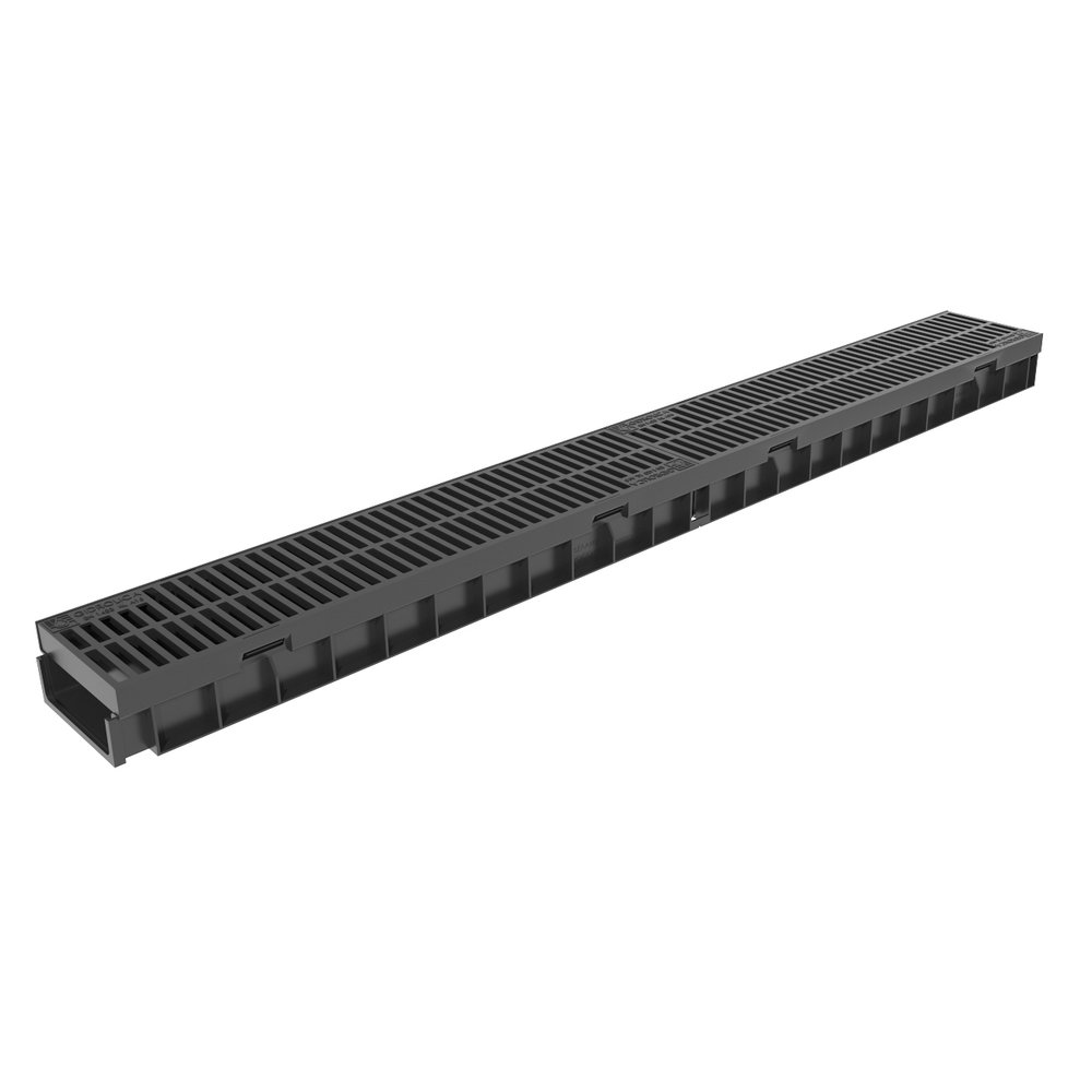 Пластиковый лоток Gidrolica Light h55, с пластиковой решеткой класса а15 08097