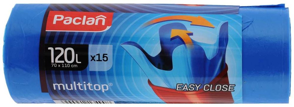 Мешки для мусора MULTI-TOP 120 л, 110x70 см, 15 шт Paclan 42013490 5900942134908