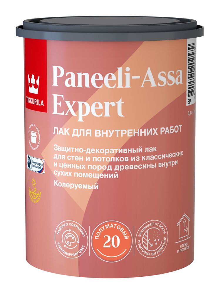Интерьерный лак Tikkurila PANEELI-ASSA EXPERT EP полуматовый 0,9л 700014047
