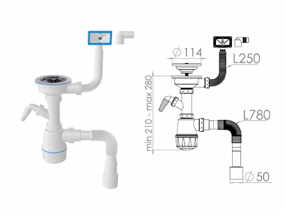 Сифон для кухни AV Engineering AVE129740