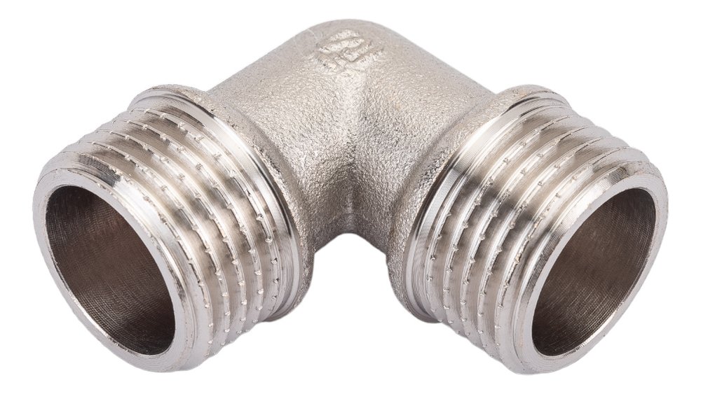 Угольник STI латунный Ду15 (1/2') Ру16 НР/НР никелированный D270-05010