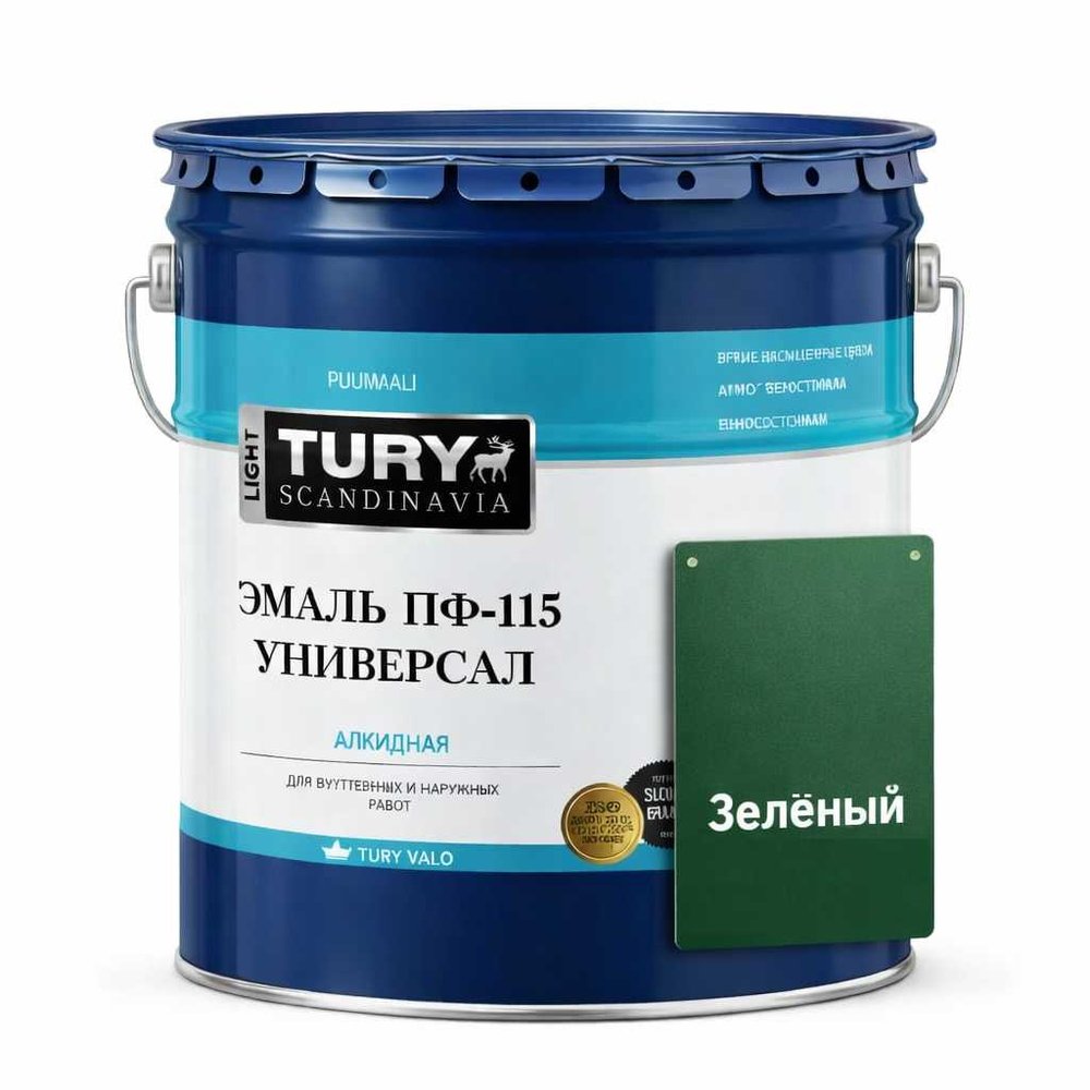 Эмаль TURY ПФ-115 Универсал зеленая, 13 кг 20008268