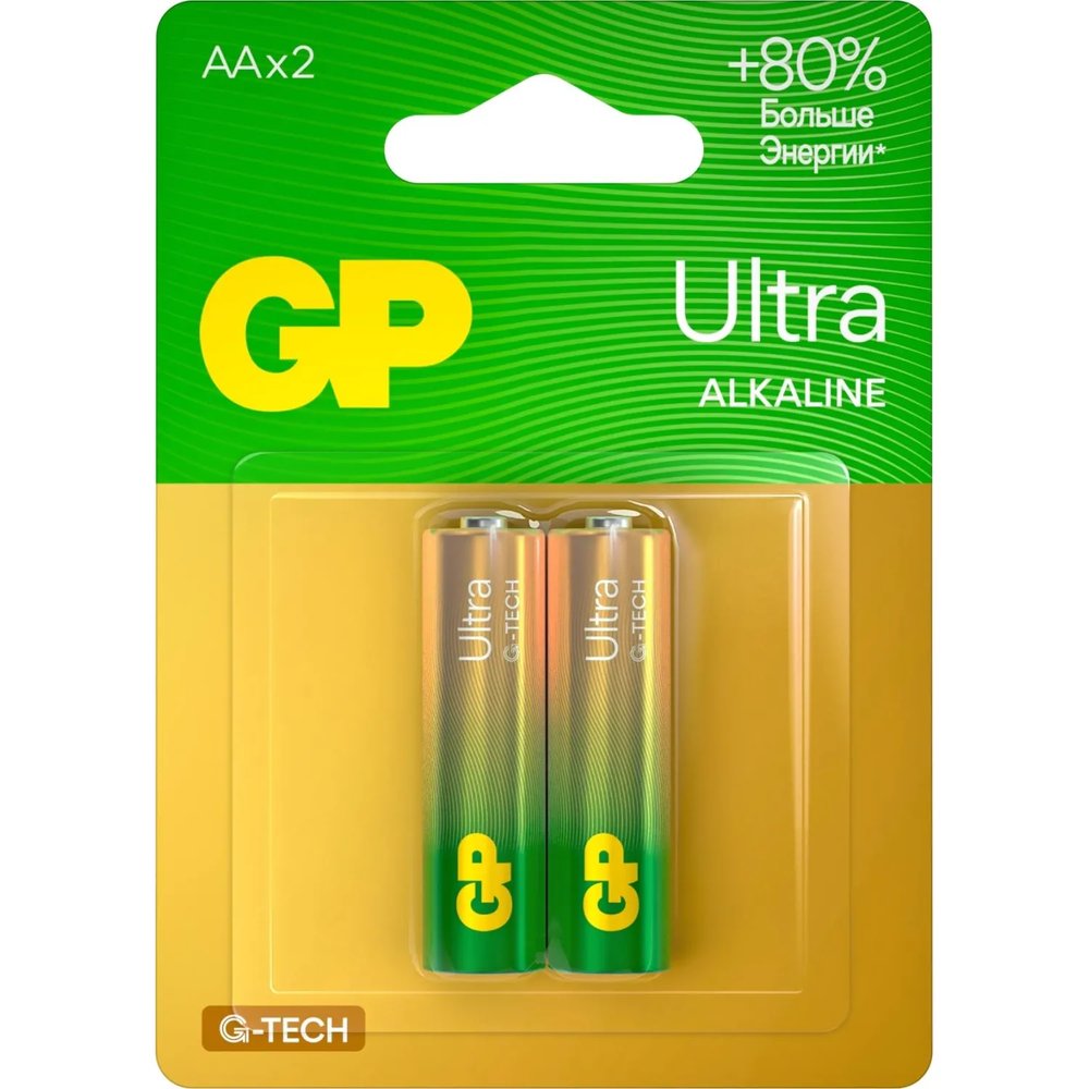 Батарейка GP Ultra AA/LR6/15AU 15AU-2CR2/15AUA21-2CRSBC2 алкалин. бл/2