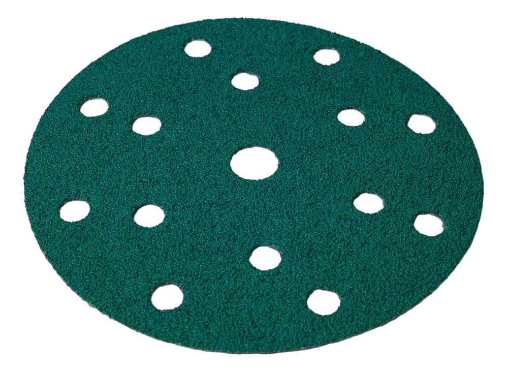 Диск абразивный с липучкой DTC-Film (green) 150 мм, 15 отверстий, P40, 5 шт BRUSHTEX 150G15-40