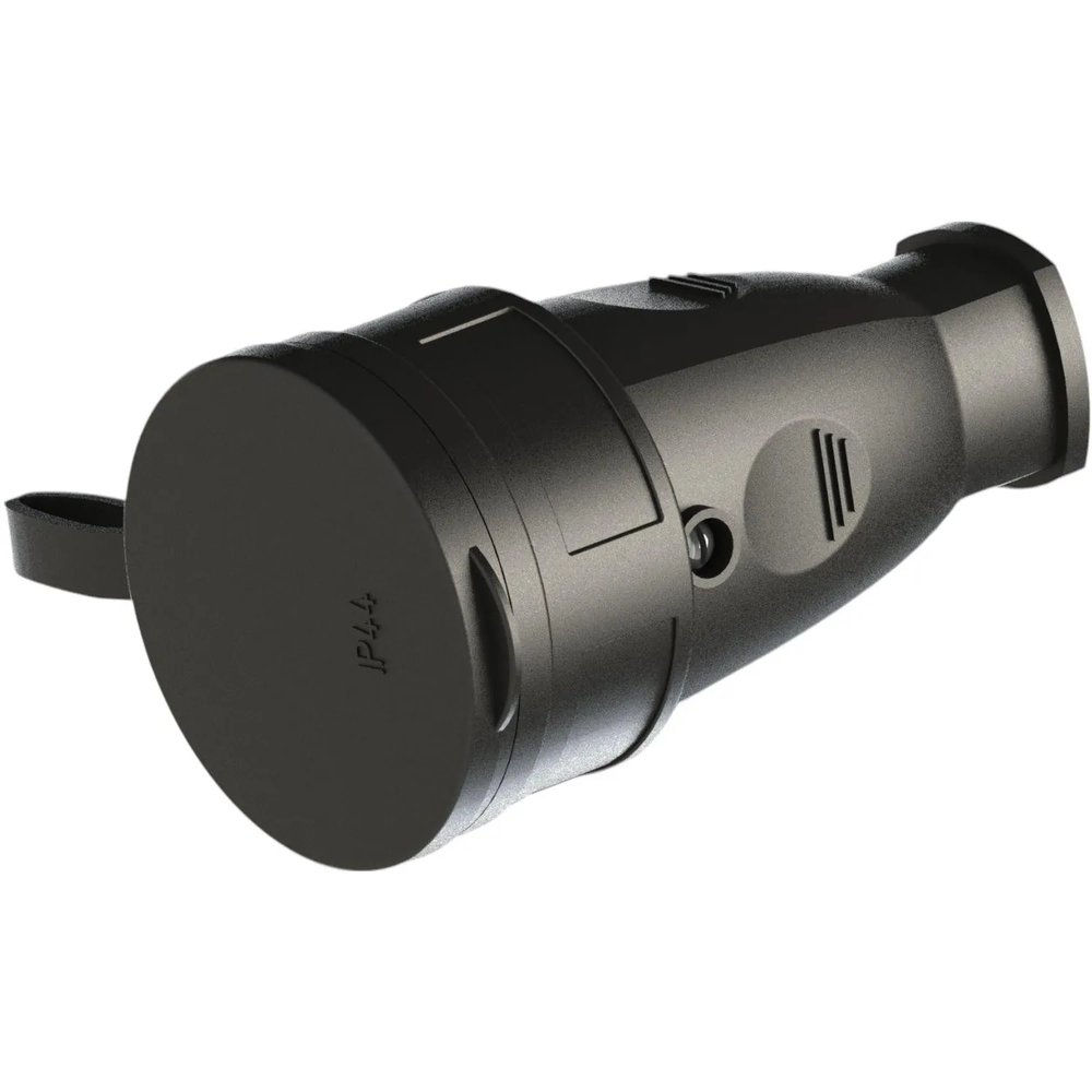 Розетка переносная РА16-005, каучук, черная, 16А, IP44, 250В, УХЛ3