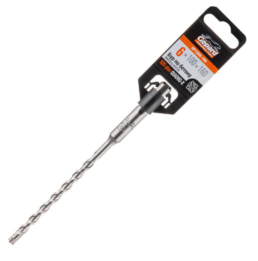 Бур сверло 6x100x160 мм, SDS-plus, Quadro-x GEPARD GP1206-160