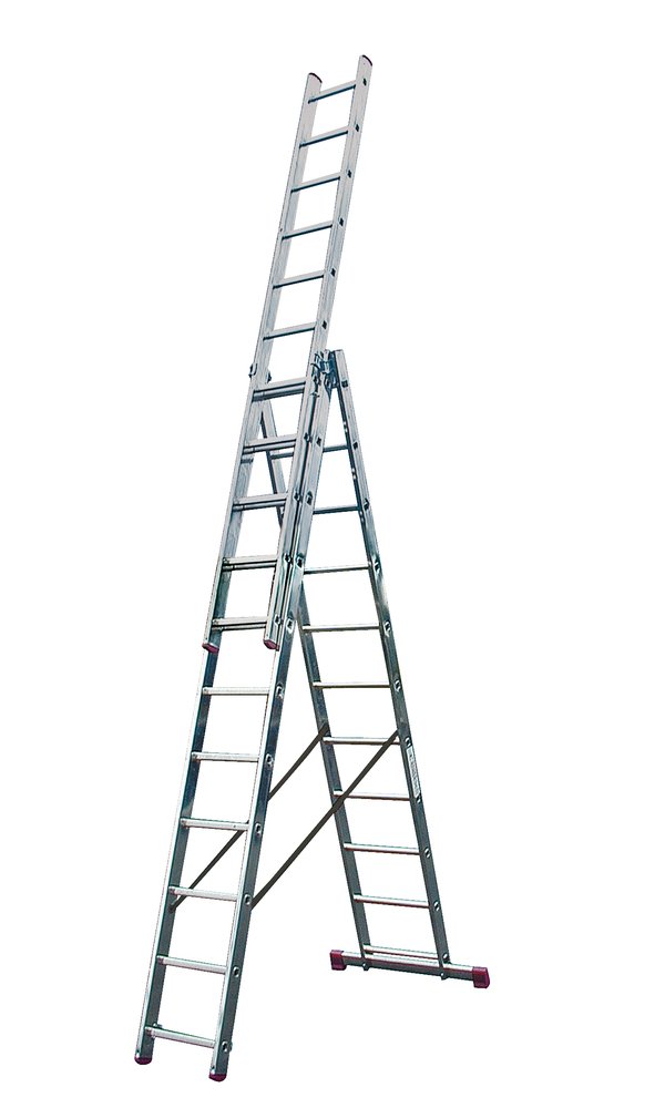 Алюминиевая трехсекционная лестница 3х11 Krause Corda 013422