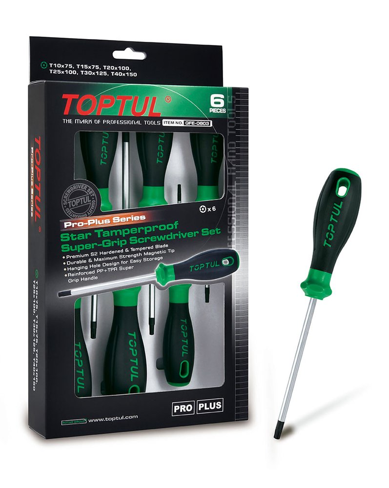 Набор отверток TOPTUL TORX с отверстием T10-T40 серии Pro-Plus, 6 предметов в картоне GFE-0603