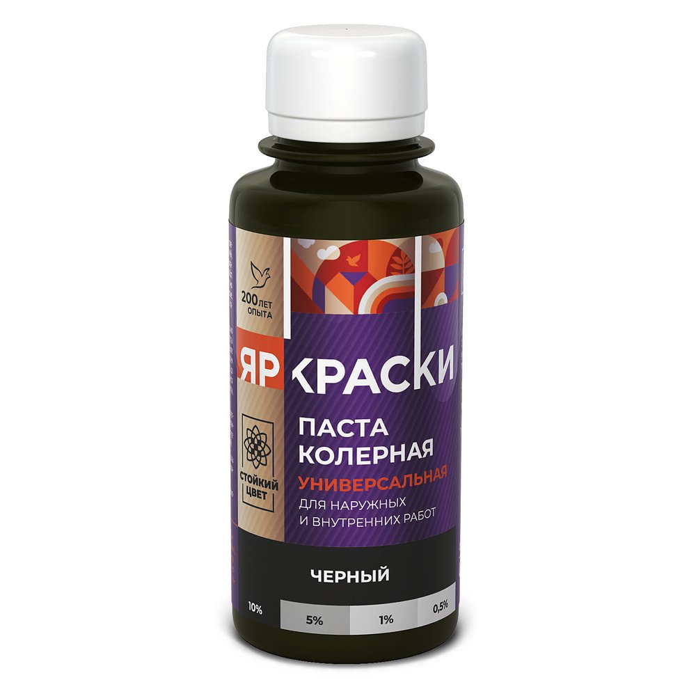 Универсальная колерная паста ЯРОСЛАВСКИЕ КРАСКИ черный, бутылка 0,1 л О03811
