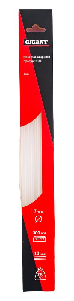 Стержни клеевые (10 шт, 7x300 мм, прозрачные, 130 гр) Gigant G-846 (Россия)