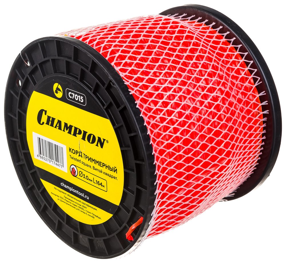 Корд триммерный Twisted Square, нож для отреза (3.0 мм, 164 м) CHAMPION C7015