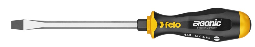 Плоская шлицевая ударная отвертка Felo Ergonic 8,0x1,2x150 45008040