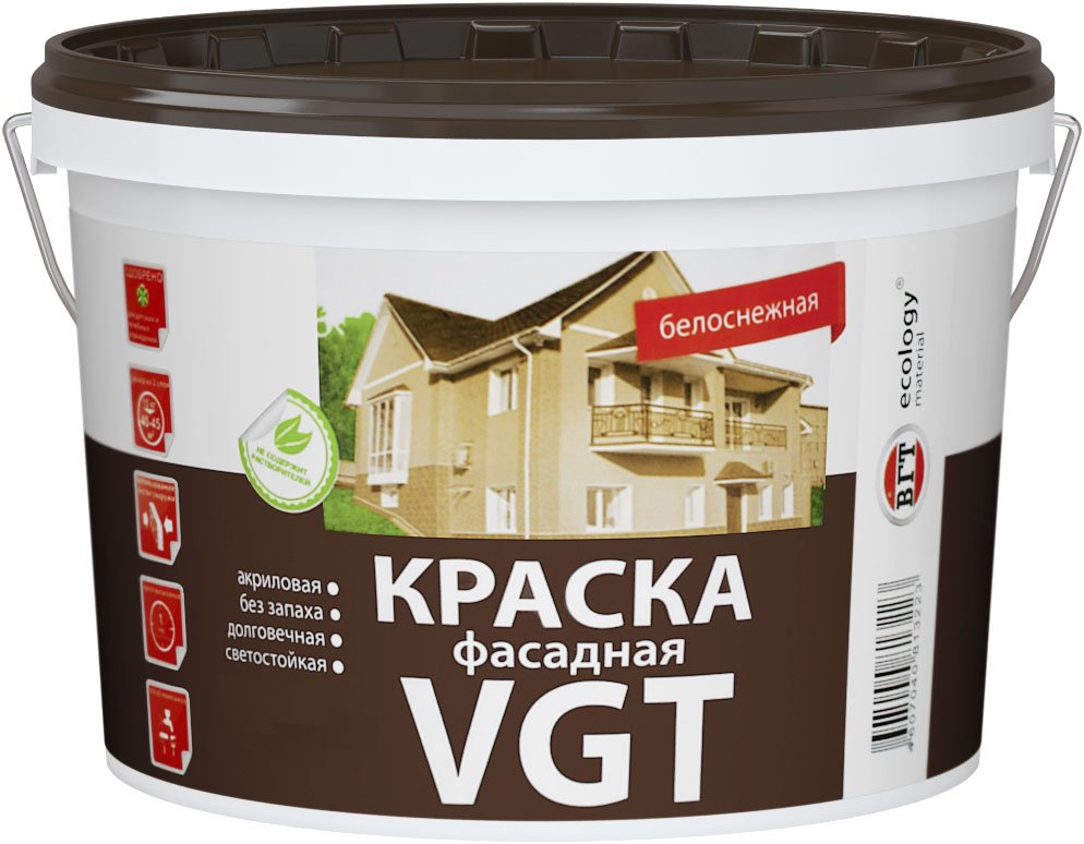 Фасадная краска VGT ВД АК 1180 Белоснежная 7кг 11602151