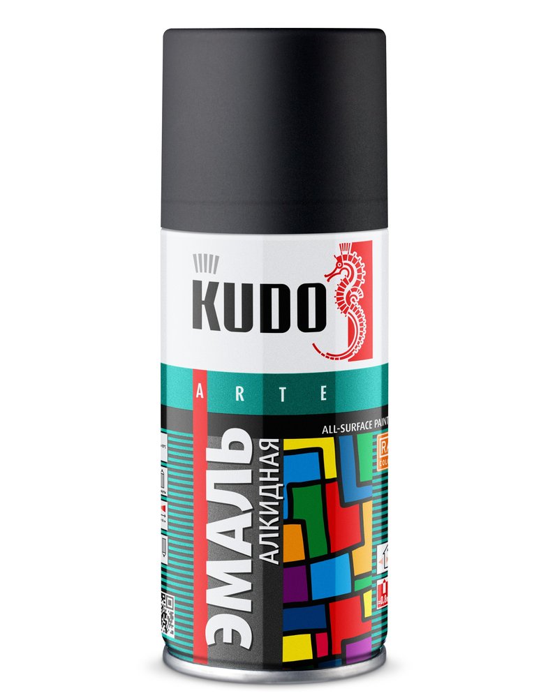 Эмаль универсальная KUDO черная матовая RAL-9005 210 мл KU-1102.1