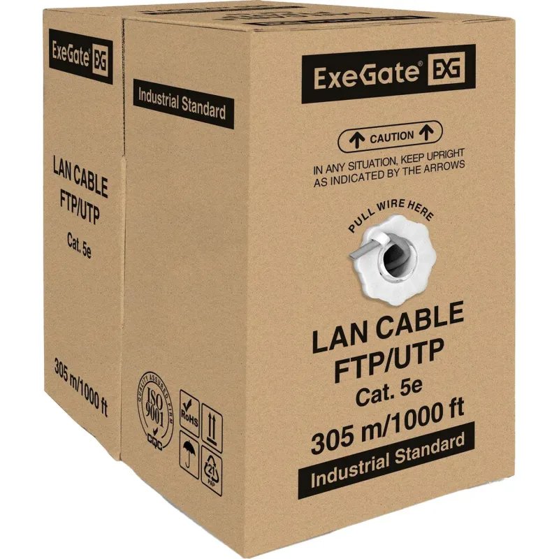 Кабель ExeGate UTP4-C5e-CU-S25-IN-PVC-GY-305-FLUKE UTP