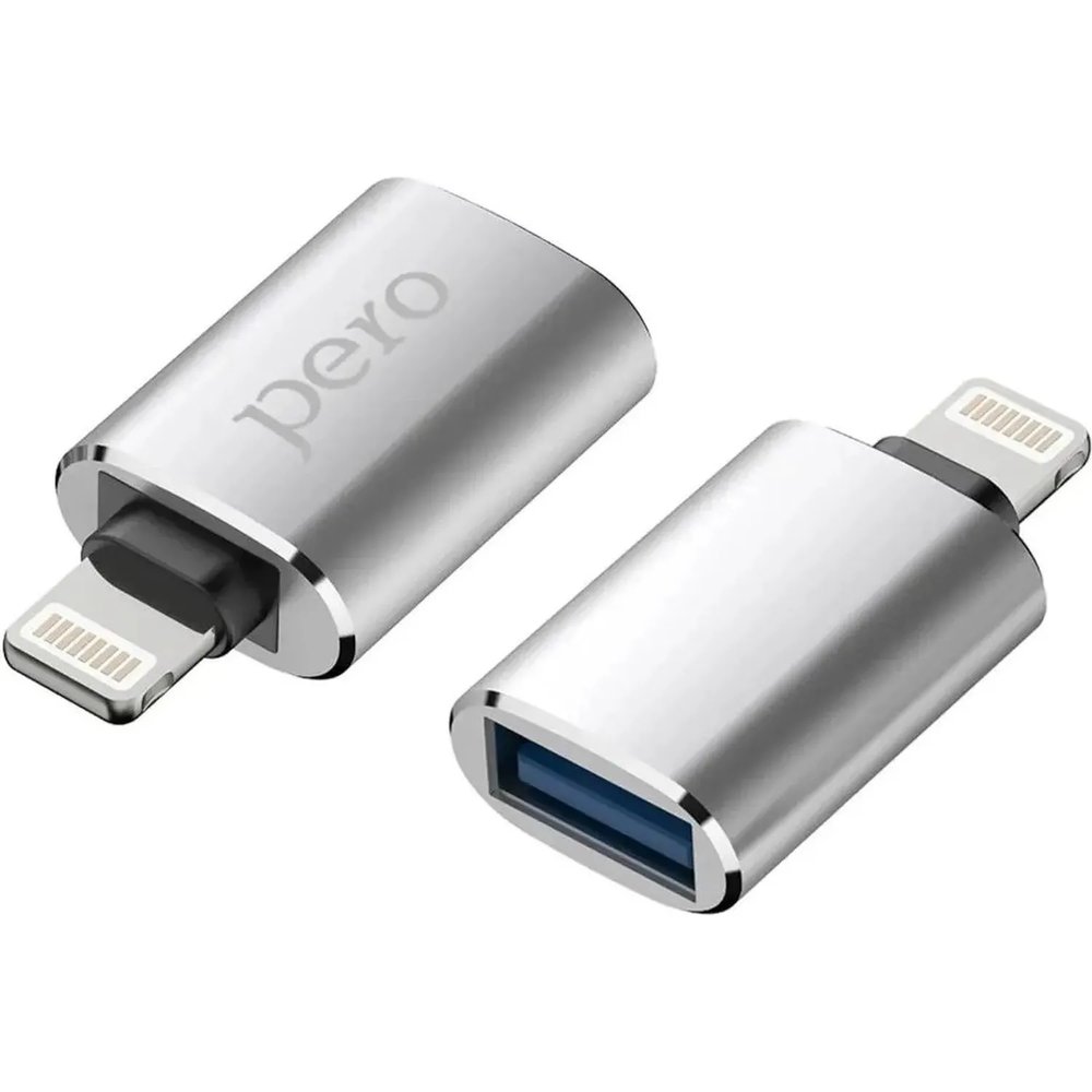 Адаптер PERO AD02 OTG LIGHTNING TO USB 3.0, серебристый
