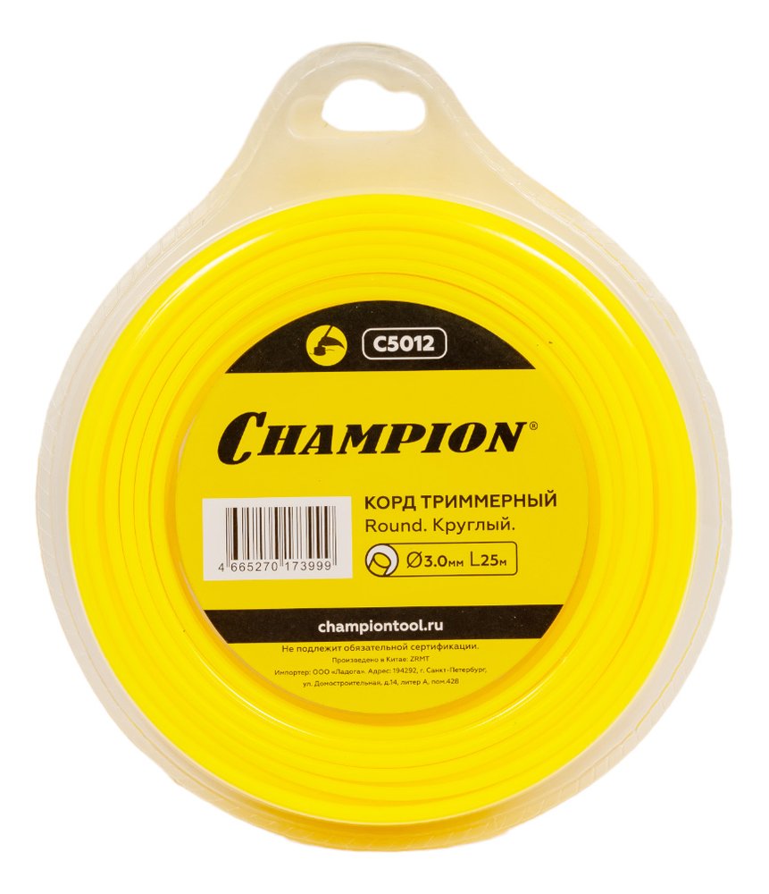 Корд триммерный (3.0 мм, 25 м, круг) Champion C5012