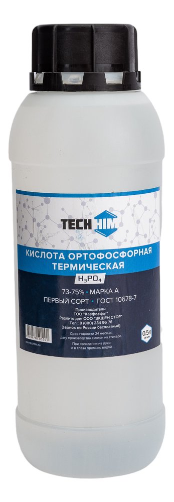 Кислота ортофосфорная пищевая 0.5 л, 72-75%, класс А TECHHIM TH-KIOR-500
