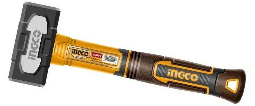 Тяжелая кувалда INGCO 1кг, ручка фибергласс, нескользящая HSTH81000