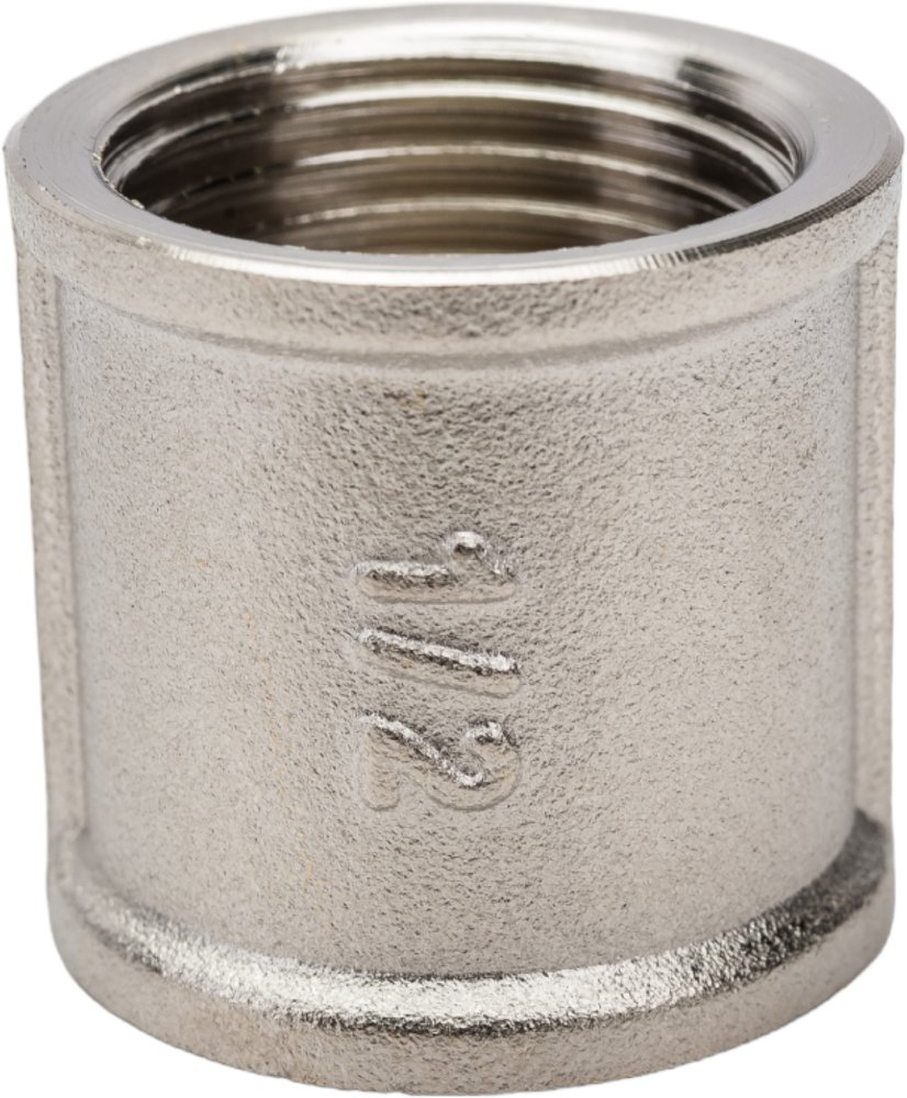 Муфта STI латунная Ду15 (1/2') Ру16 никелированная, внутренняя резьба D270-00416