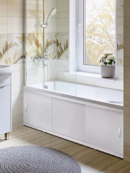 Экран пластиковый под ванну Alavann Elegant 170 см, белый, раздвижной на алюминиевом профиле, 3 дверцы ALV0929001