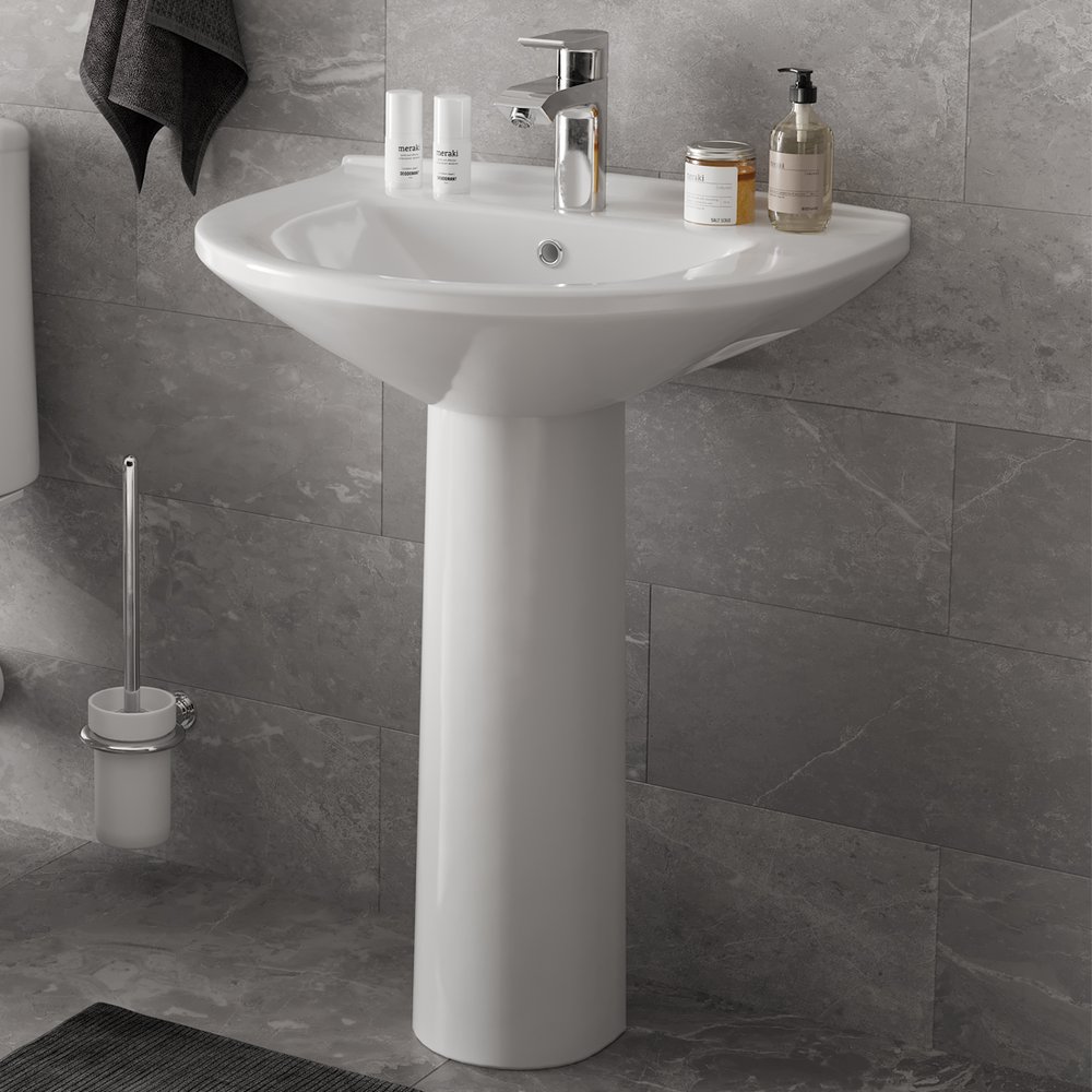 Умывальник Gesso W 101 HOME De Luxe c болтами крепления, сливным хромированным кольцом 9010256