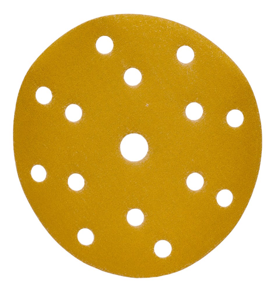 Диск абразивный с липучкой Sandpaper (yellow) 150 мм, 15 отверстий, P320, 5 шт BRUSHTEX 150Y15-320