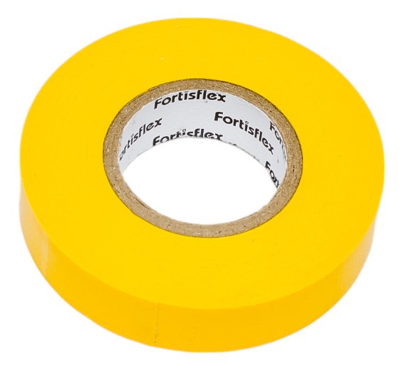 Изолента ПВХ Fortisflex 15x0.13 мм, 20 м, желтый 90805