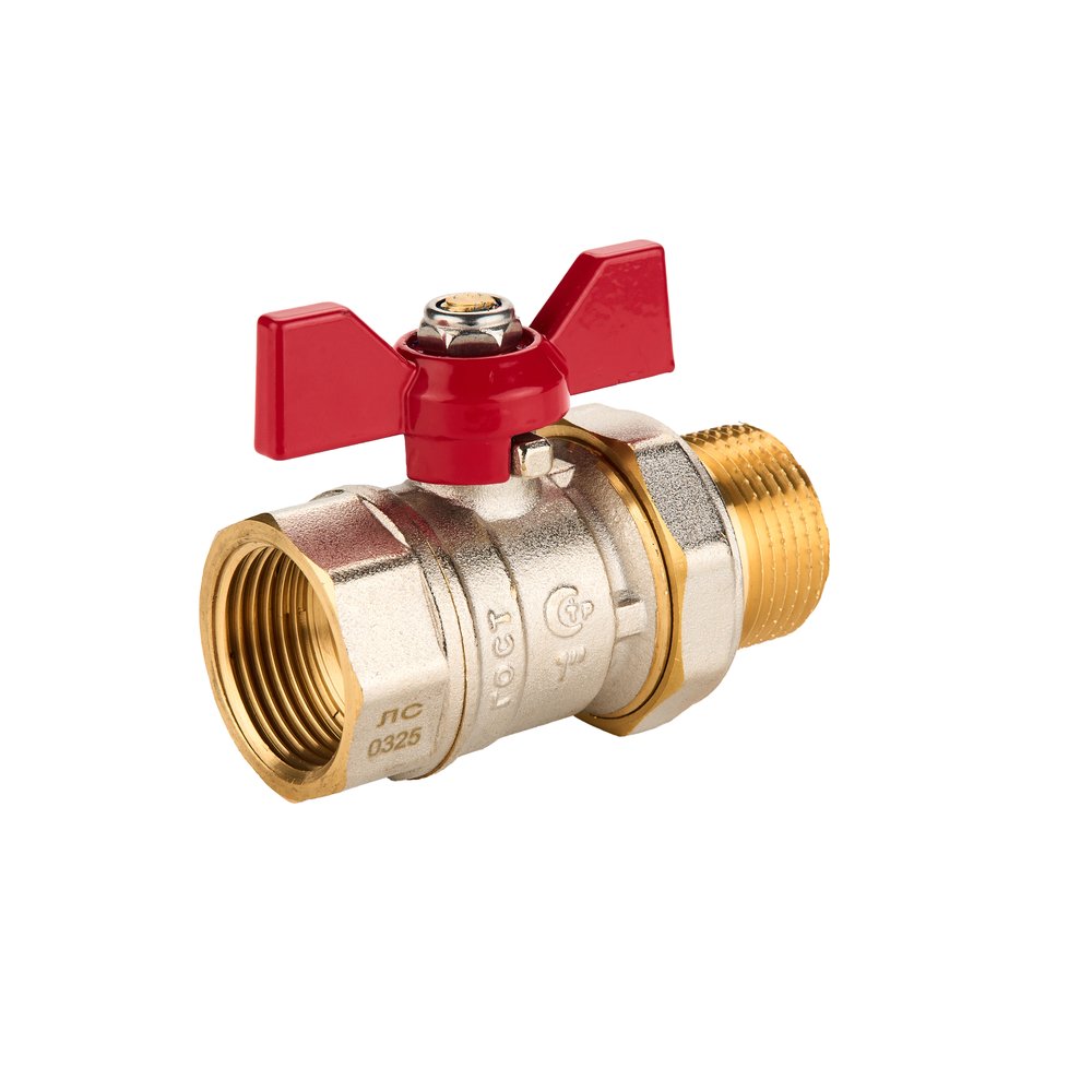 Шаровый кран SANEXT ГОСТ, PN40, Ду 25, НР-ВР 1' со сгоном (Американка) бабочка 8773