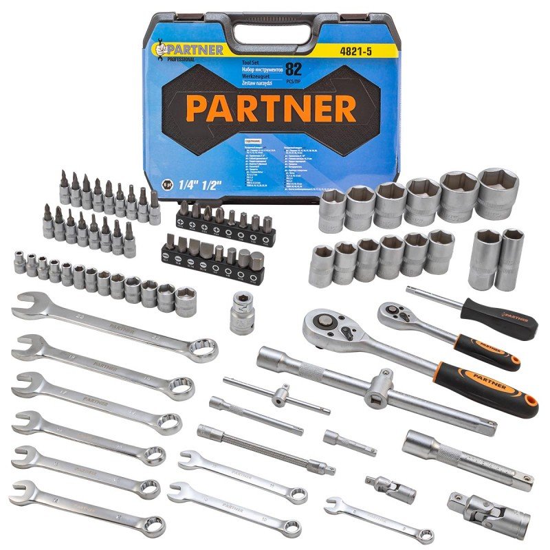 Набор инструментов Partner 82пр. 1/4'', 1/2'' PA-4821-5(51985)